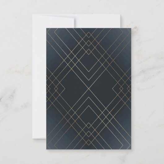 Gold Diamond Navy Geometric Deko Gatsby Wedding RSVP Karte (Rückseite)