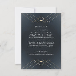 Gold Diamond Navy Geometric Deko Gatsby Wedding RSVP Karte