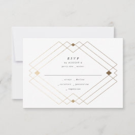 Gold Diamond Navy Geometric Deko Gatsby Wedding RSVP Karte