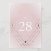 Gold Diamond Pink Deko Gatsby 5 x 7 Tischnummern (Vorderseite)