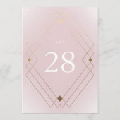 Gold Diamond Pink Deko Gatsby 5 x 7 Tischnummern (Rückseite)