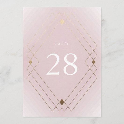 Gold Diamond Pink Deko Gatsby 5 x 7 Tischnummern (Rückseite)