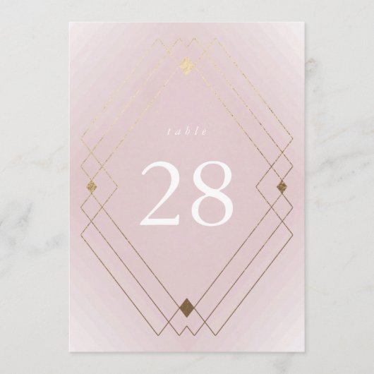 Gold Diamond Pink Deko Gatsby 5 x 7 Tischnummern (Vorderseite)