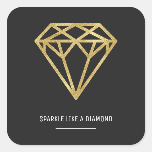Gold Diamond Quadratischer Aufkleber (Vorderseite)