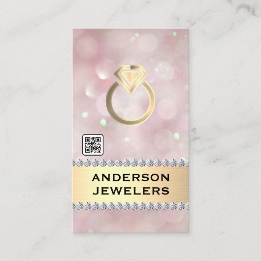 Gold Diamond Ring Logo | QR-Code Visitenkarte (Vorderseite)