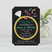 Gold Diamond Ring Verlobung Confetti Party Card Einladung (Stehend Vorderseite)