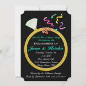 Gold Diamond Ring Verlobung Confetti Party Card Einladung (Vorderseite)