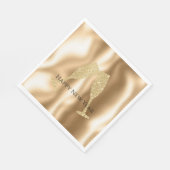 Gold Diamond Sparkle Champagne Glasses New Year's Serviette (Ecke)