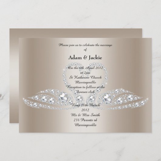 Gold Diamond SWAN ELEGANT WEDANT Einladung (Vorne/Hinten)