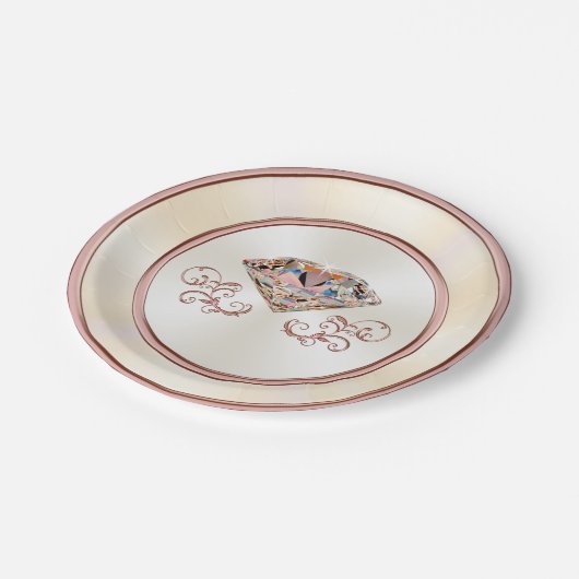 Gold Diamond-Teller der Atemberaubenden Rose, 7 od Pappteller (Schrägansicht)