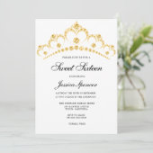 Gold Diamond Tiara Sweet 16 Party Einladung (Stehend Vorderseite)