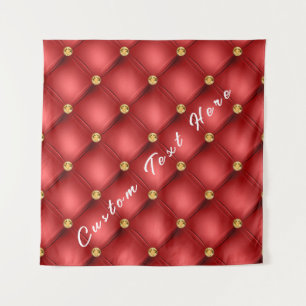 Gold Diamond Tufed Custom Text Name Red Tapestry Wandteppich