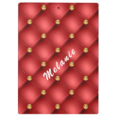 Gold Diamond Tufed Custom Text Red Clipboard Klemmbrett (Rückseite)