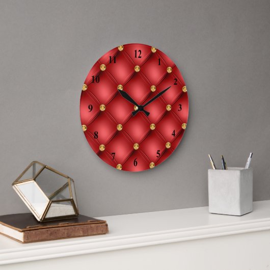 Gold Diamond-Tuflische Schwarz- und Rote Wall-Uhr Große Wanduhr (Büro)