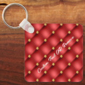 Gold Diamond Tufliter Leder Textname Roter Schlüss Schlüsselanhänger (Vorderseite)
