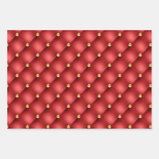 Gold Diamond Tufliter Rot Wrapping Paper Sheets Geschenkpapier Set (Vorderseite 3)