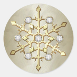 Gold Diamond Weihnachtsschneeflocke Runder Aufkleber