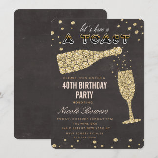 Gold Diamond Wein Glas Geburtstag Einladung