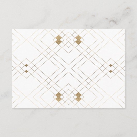 Gold Diamond White Geometric Deko Gatsby Wedding Begleitkarte (Rückseite)