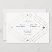 Gold Diamond White Geometric Deko Gatsby Wedding Einladung (Vorderseite)