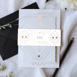 Gold Diamond White Geometric Deko Gatsby Wedding Einladungsbanderole