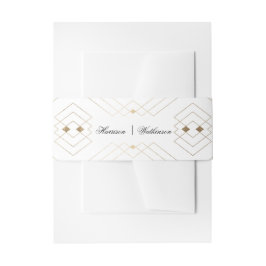 Gold Diamond White Geometric Deko Gatsby Wedding Einladungsbanderole