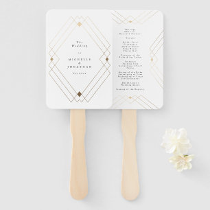 Gold Diamond White Geometric Deko Gatsby Wedding Fächer