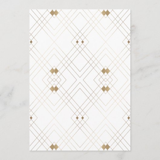 Gold Diamond White Geometric Deko Gatsby Wedding Menükarte (Rückseite)