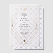 Gold Diamond White Geometric Deko Gatsby Wedding Pergament Einladungen (Versetzt (Einladung))
