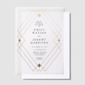 Gold Diamond White Geometric Deko Gatsby Wedding Pergament Einladungen (Versetzt)