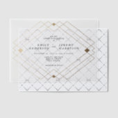 Gold Diamond White Geometric Deko Gatsby Wedding Pergament Einladungen (Versetzt (Einladung))