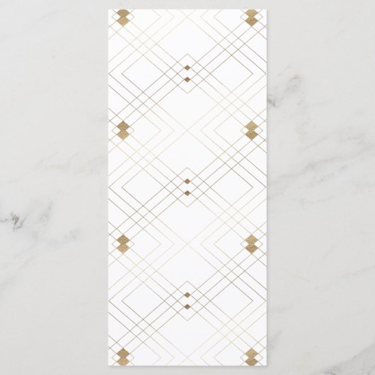 Gold Diamond White Geometric Deko Gatsby Wedding Programm (Rückseite)
