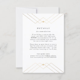 Gold Diamond White Geometric Deko Gatsby Wedding RSVP Karte