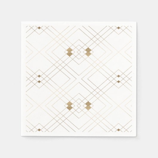 Gold Diamond White Geometric Deko Gatsby Wedding Serviette (Vorderseite)