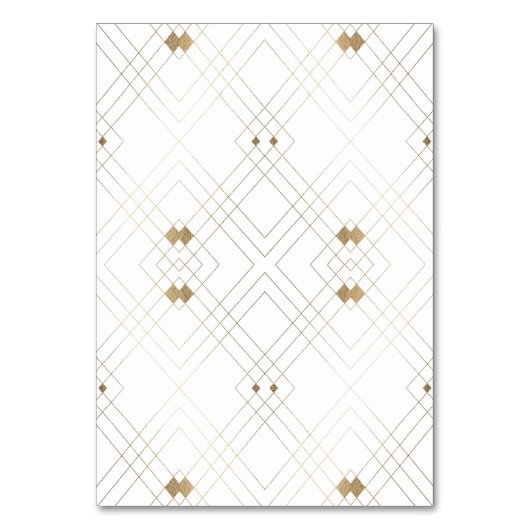 Gold Diamond White Geometric Deko Gatsby Wedding Tischnummer (Rückseite)