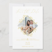 Gold Diamond Wildblume Elegantes Foto Chic Wedding Save The Date (Vorderseite)