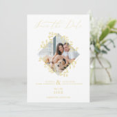 Gold Diamond Wildblume Elegantes Foto Chic Wedding Save The Date (Stehend Vorderseite)