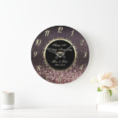 Gold Diamond Wirbel 25. Bokeh Hochzeitstag Große Wanduhr (Zuhause)