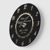 Gold Diamond Wirbel 25 Jahre Hochzeit Große Wanduhr (Winkel)