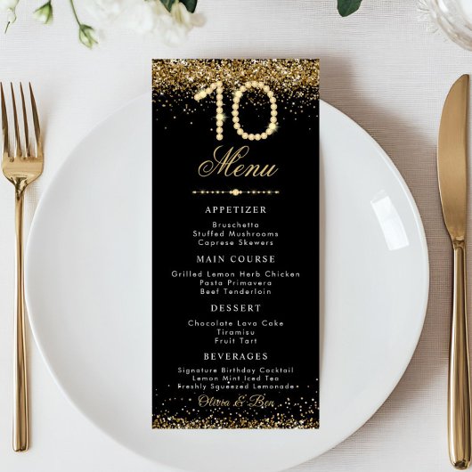 Gold Diamonds 10. Jubiläums-Dinner Flat Menu Menükarte