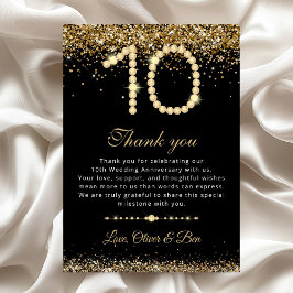 Gold Diamonds 10th Anniversary Thank You Card Einladung