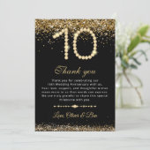 Gold Diamonds 10th Anniversary Thank You Card Einladung (Stehend Vorderseite)