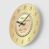 Gold Diamonds 25th Wedding Anniversary Große Wanduhr (Winkel)