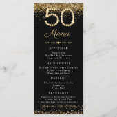 Gold Diamonds 50th Birthday Dinner Flat Menu Menükarte (Vorderseite)
