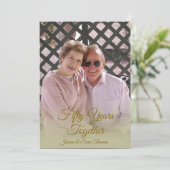 Gold Diamonds 50th Wedding Anniversary Foto Einladung (Stehend Vorderseite)