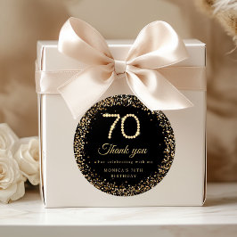 Gold Diamonds 70th Birthday Thank you Sticker