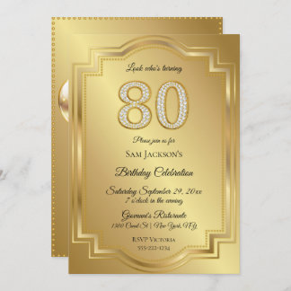 Gold & Diamonds 80. Geburtstag Einladung