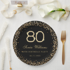 Gold Diamonds 80th Birthday Party Paper Plate Pappteller