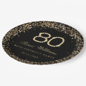 Gold Diamonds 80th Birthday Party Paper Plate Pappteller (Schrägansicht)
