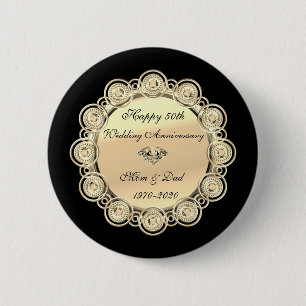 Gold Diamonds Black 50. Hochzeitstag Button